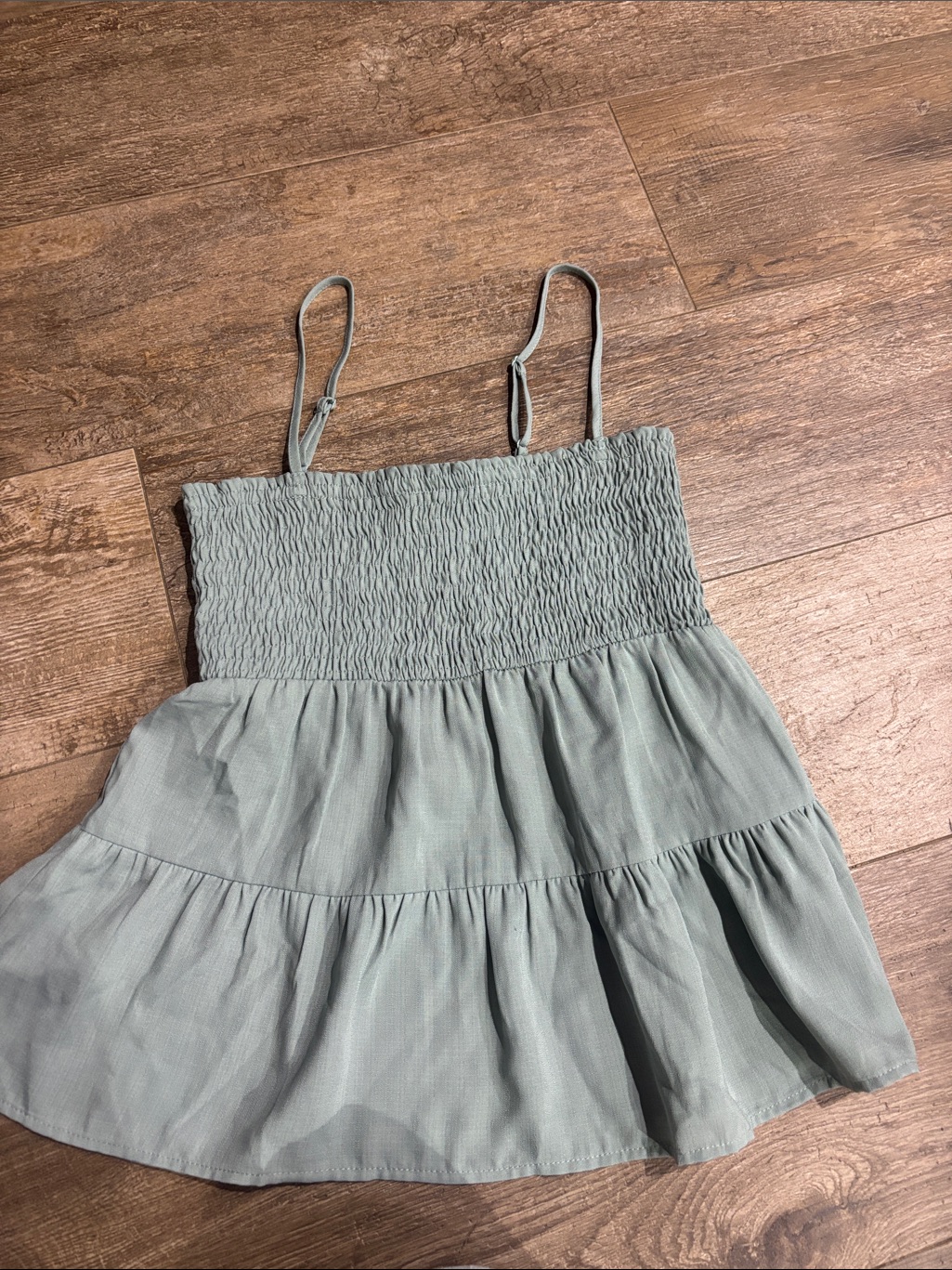 Paper Crane Sage Green Smocked Tiered Cami Top